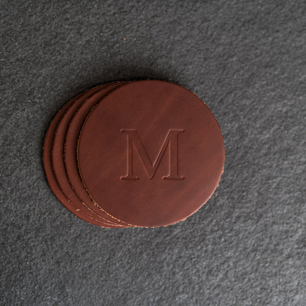Personalized Leather Coasters -  Individual or Set of 4