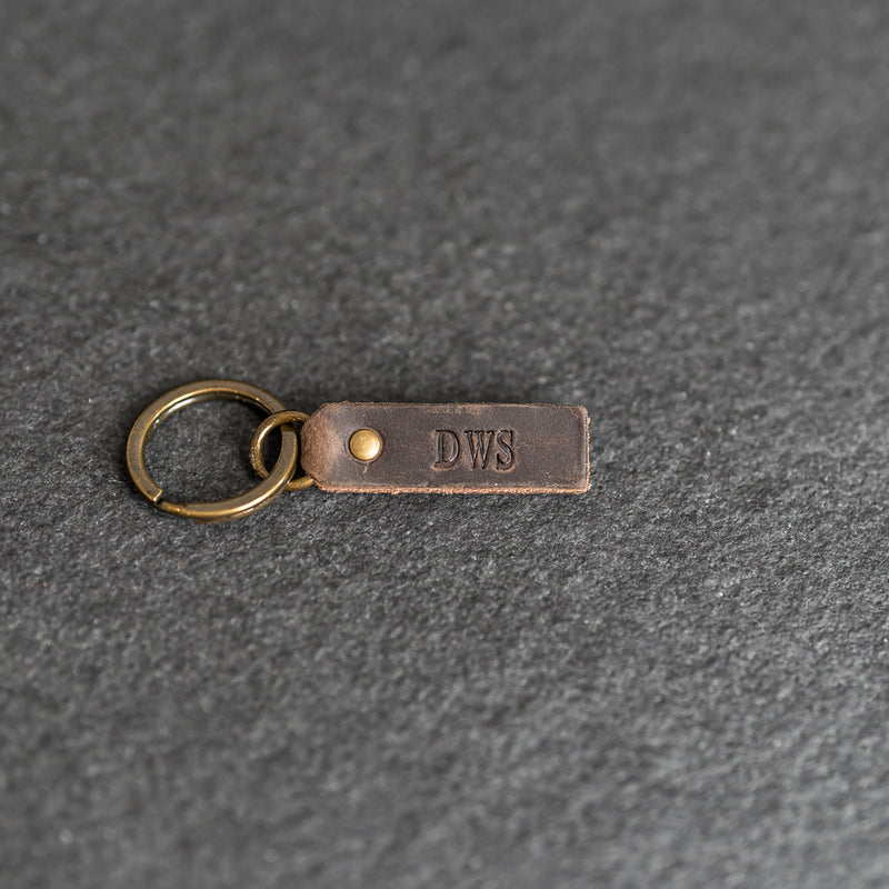 Leather Tab Keychain | Personalized Premium Leather Keychain  |  Leather Gift Handmade in the USA