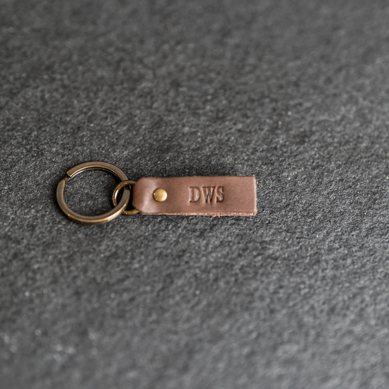 Leather Tab Keychain | Personalized Premium Leather Keychain  |  Leather Gift Handmade in the USA