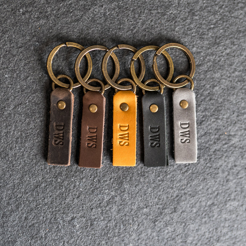 Leather Tab Keychain | Personalized Premium Leather Keychain  |  Leather Gift Handmade in the USA