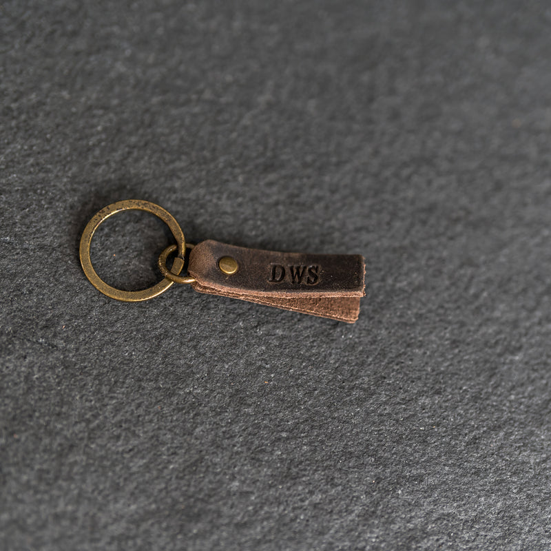 Leather Tab Keychain | Personalized Premium Leather Keychain  |  Leather Gift Handmade in the USA