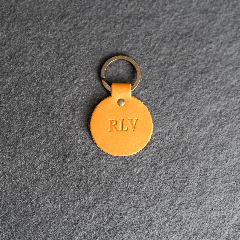 Round Keychain | Personalized Premium Leather Keychain | Custom Key Fob | Leather Gift Handmade in the USA