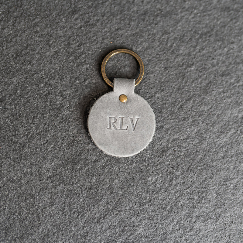 Round Keychain | Personalized Premium Leather Keychain | Custom Key Fob | Leather Gift Handmade in the USA