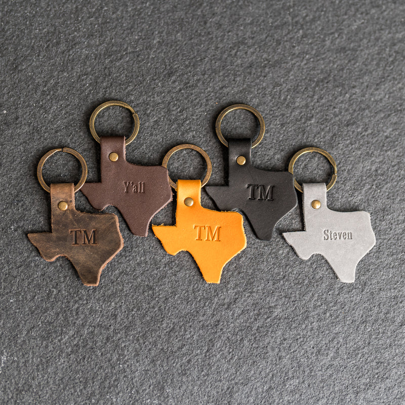 Texas Keychain | Personalized Premium Leather Keychain | Custom Key Fob | Leather Gift Handmade in the USA