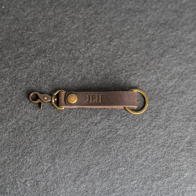 Looped Snap Closure Keychain | Personalized Premium Leather Keychain | Custom Key Fob | Leather Gift Handmade in the USA