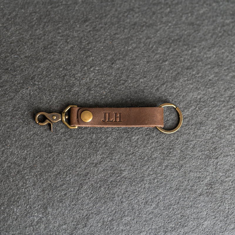 Looped Snap Closure Keychain | Personalized Premium Leather Keychain | Custom Key Fob | Leather Gift Handmade in the USA