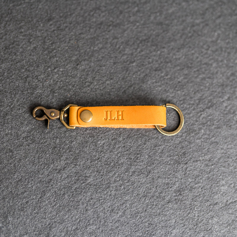 Looped Snap Closure Keychain | Personalized Premium Leather Keychain | Custom Key Fob | Leather Gift Handmade in the USA