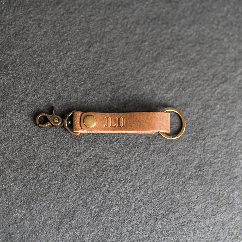 Looped Snap Closure Keychain | Personalized Premium Leather Keychain | Custom Key Fob | Leather Gift Handmade in the USA