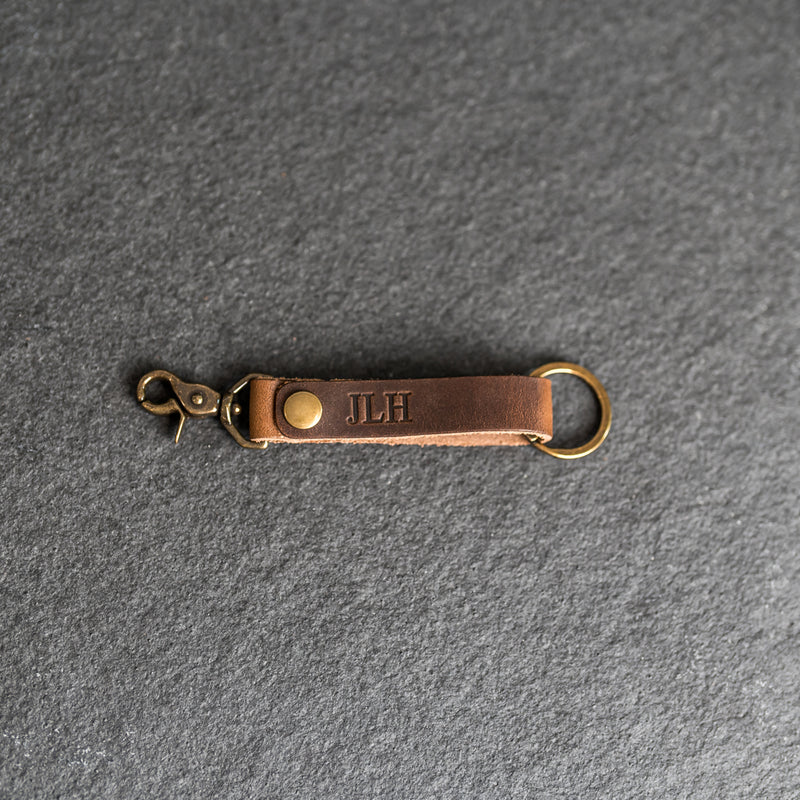 Looped Snap Closure Keychain | Personalized Premium Leather Keychain | Custom Key Fob | Leather Gift Handmade in the USA