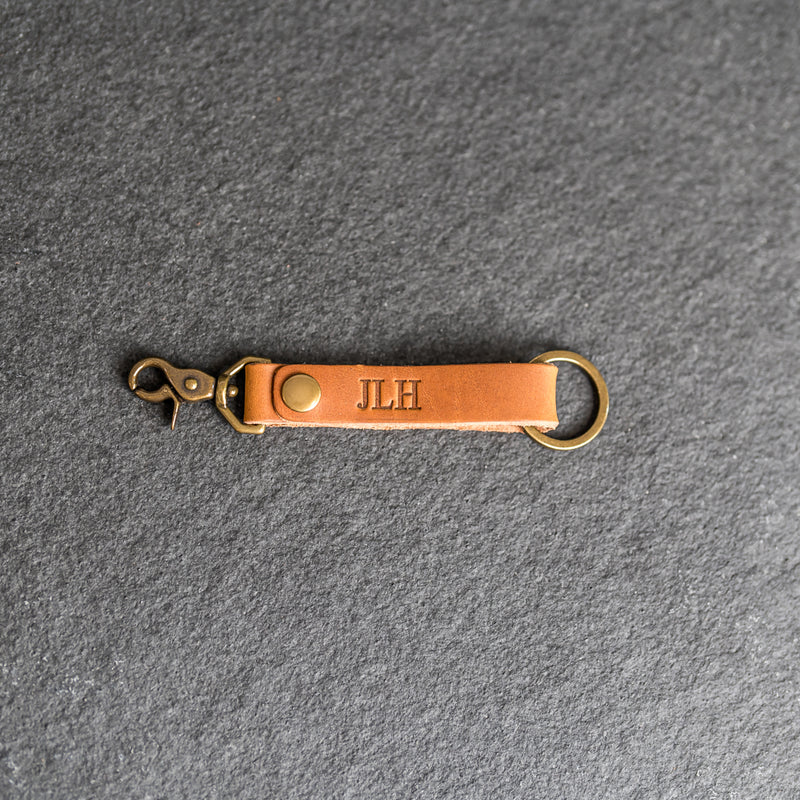 Looped Snap Closure Keychain | Personalized Premium Leather Keychain | Custom Key Fob | Leather Gift Handmade in the USA