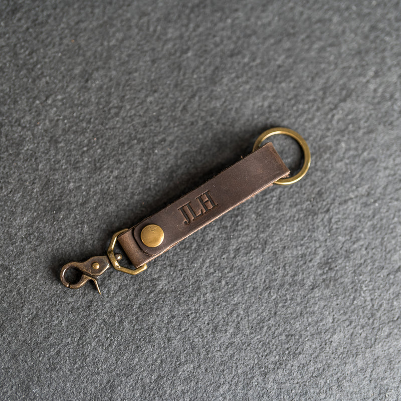 Looped Snap Closure Keychain | Personalized Premium Leather Keychain | Custom Key Fob | Leather Gift Handmade in the USA