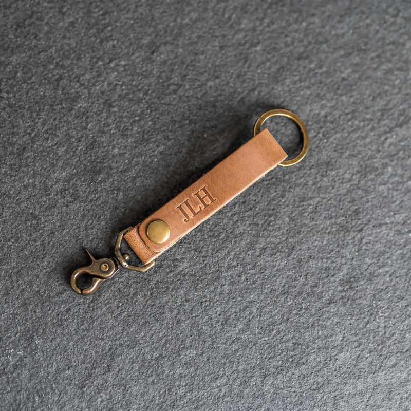 Looped Snap Closure Keychain | Personalized Premium Leather Keychain | Custom Key Fob | Leather Gift Handmade in the USA