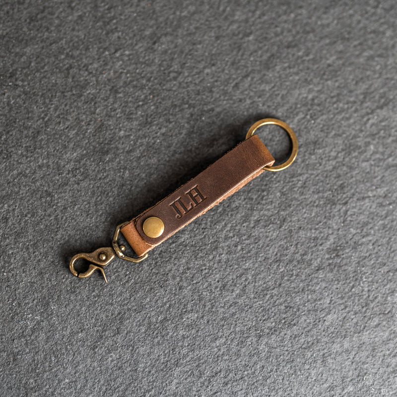 Looped Snap Closure Keychain | Personalized Premium Leather Keychain | Custom Key Fob | Leather Gift Handmade in the USA