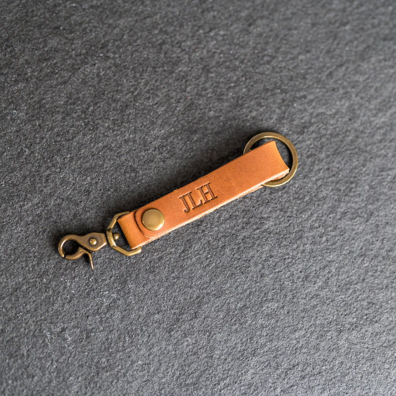 Looped Snap Closure Keychain | Personalized Premium Leather Keychain | Custom Key Fob | Leather Gift Handmade in the USA