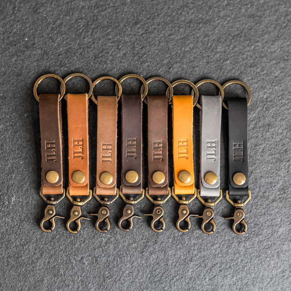 Looped Snap Closure Keychain | Personalized Premium Leather Keychain ...