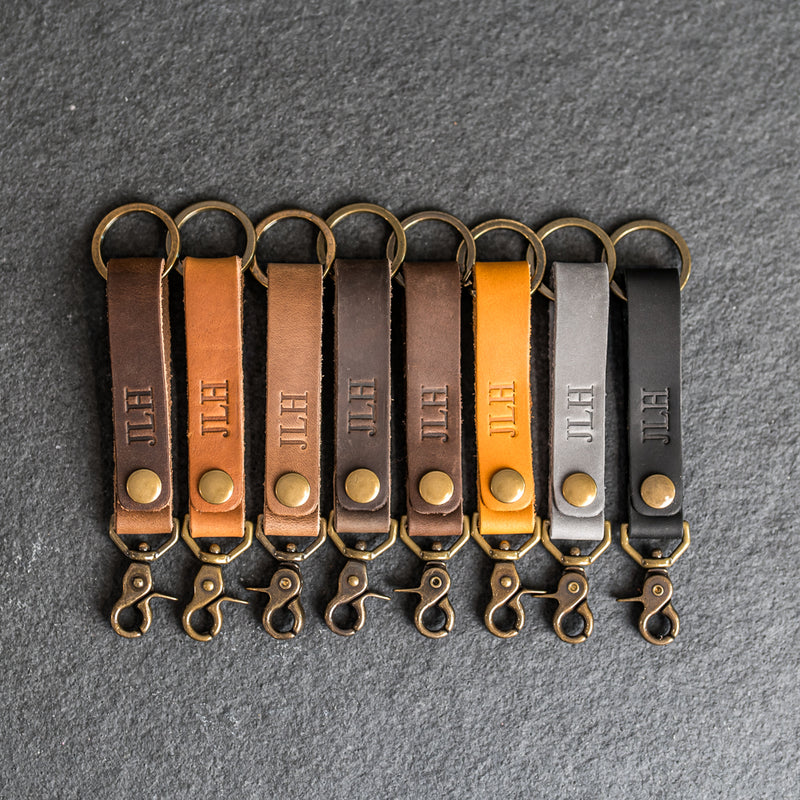 Looped Snap Closure Keychain | Personalized Premium Leather Keychain | Custom Key Fob | Leather Gift Handmade in the USA