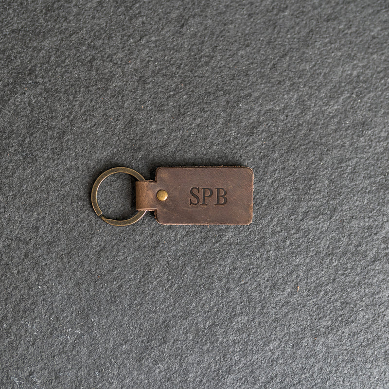 Double-Sided Rectangle Keychain |Personalized Premium Leather Keychain |  Custom Key Fob | Leather Gift Handmade in the USA