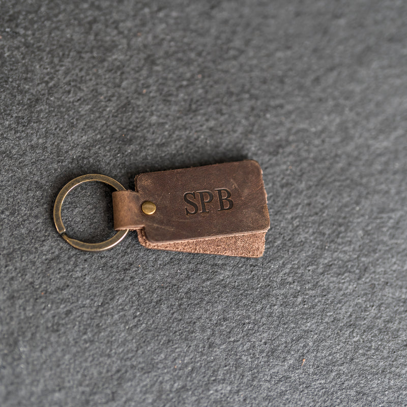 Double-Sided Rectangle Keychain |Personalized Premium Leather Keychain |  Custom Key Fob | Leather Gift Handmade in the USA