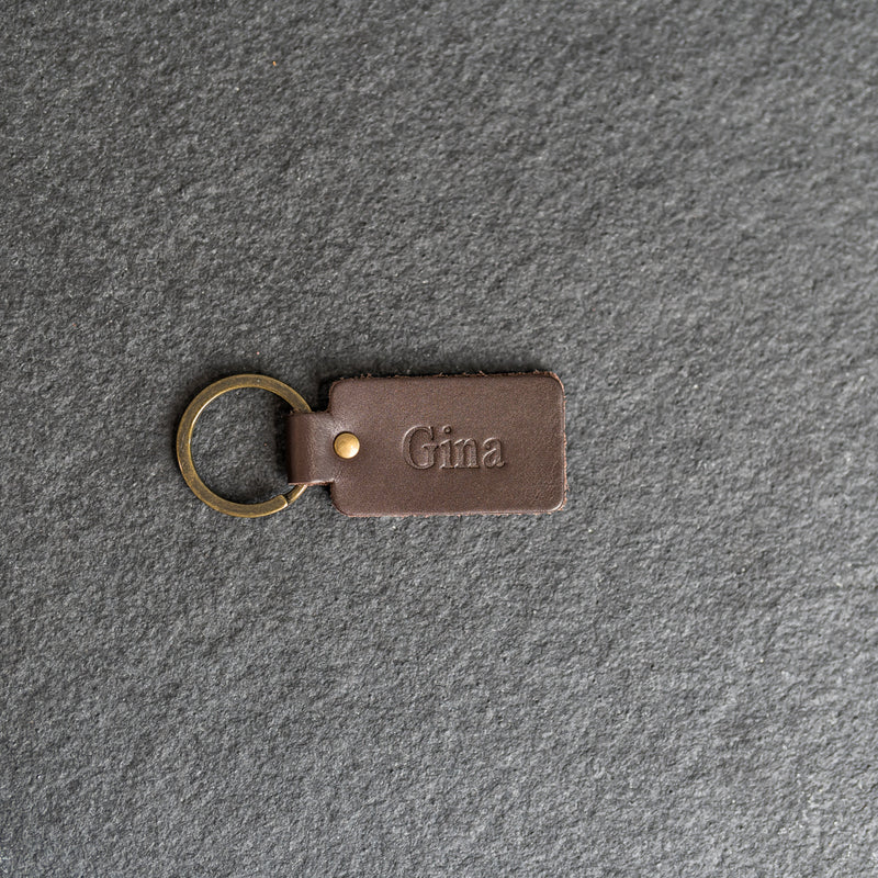 Double-Sided Rectangle Keychain |Personalized Premium Leather Keychain |  Custom Key Fob | Leather Gift Handmade in the USA