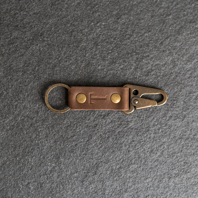 Push Clip Keychain | Personalized Premium Leather Keychain  | Custom Key Fob | Leather Gift Handmade in the USA