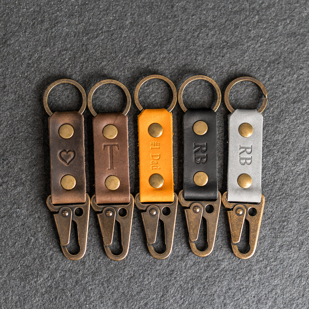Push Clip Keychain | Personalized Premium Leather Keychain