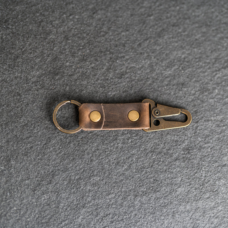 Push Clip Keychain | Personalized Premium Leather Keychain  | Custom Key Fob | Leather Gift Handmade in the USA