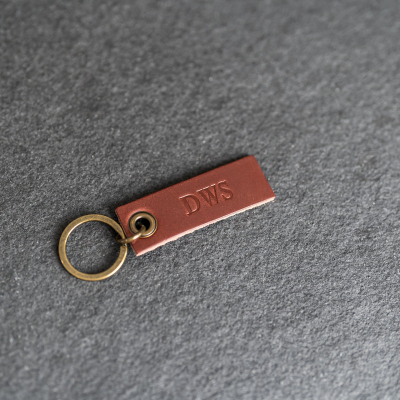 Extended Rectangle Leather Keyring | Personalized Premium Leather Keychain |  Custom Key Fob | Leather Gift Handmade in the USA