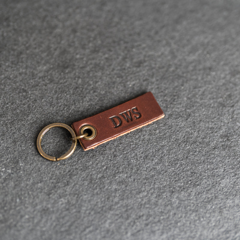 Extended Rectangle Leather Keyring | Personalized Premium Leather Keychain |  Custom Key Fob | Leather Gift Handmade in the USA