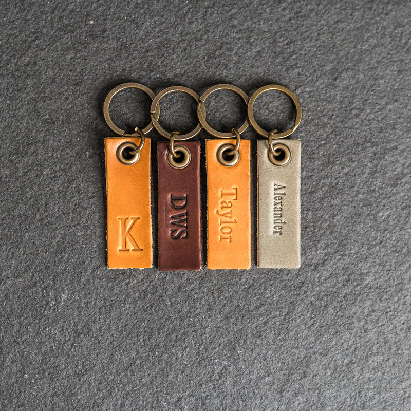 Extended Rectangle Leather Keyring | Personalized Premium Leather Keychain |  Custom Key Fob | Leather Gift Handmade in the USA