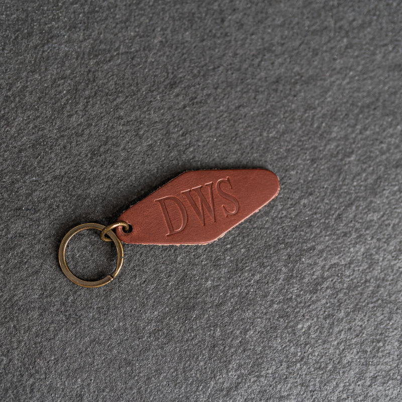 Personalized Leather Motel Key Shape Keychain