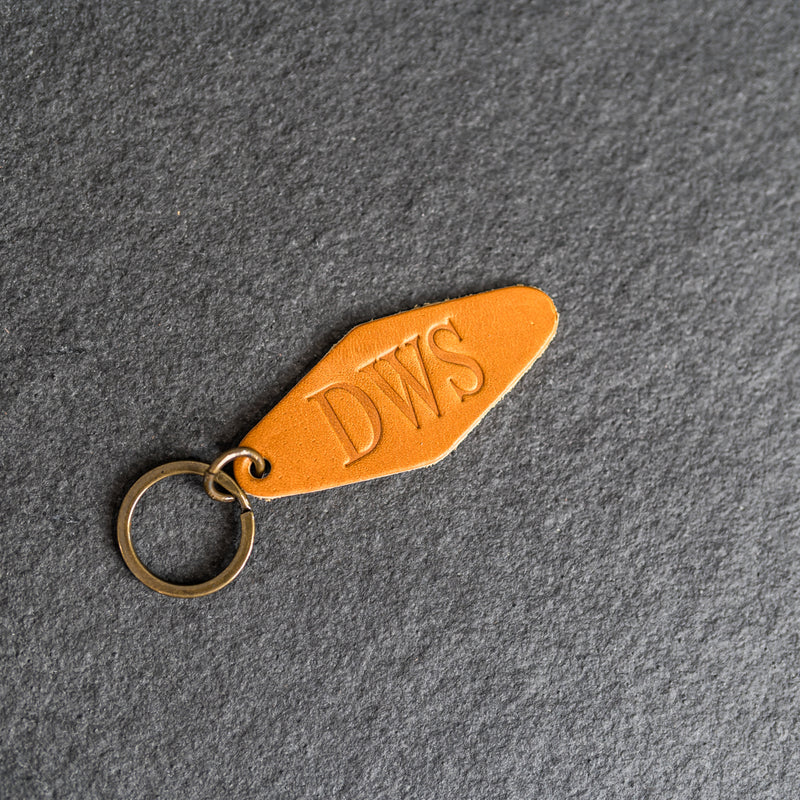 Personalized Leather Motel Key Shape Keychain