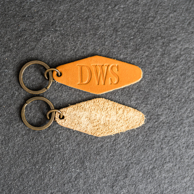 Personalized Leather Motel Key Shape Keychain