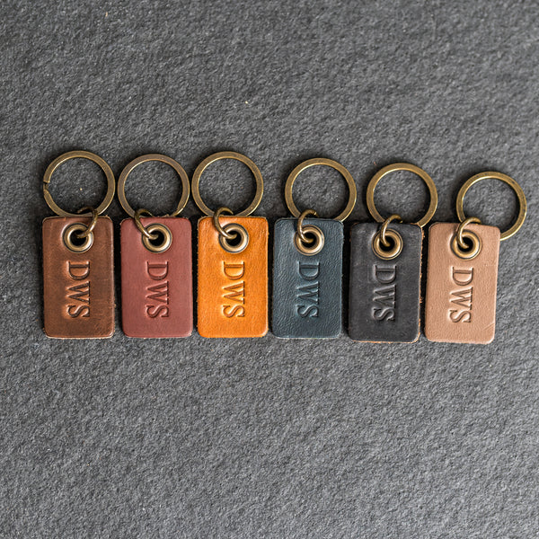 Classic Rectangle Leather Keychain | Personalized Premium Leather Keychain | Custom Key Fob | Leather Gift Handmade in the USA