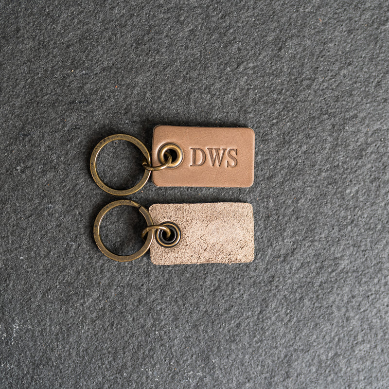 Classic Rectangle Leather Keychain | Personalized Premium Leather Keychain | Custom Key Fob | Leather Gift Handmade in the USA