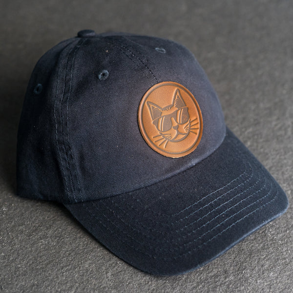 Leather Patch Unstructured Style Hat - Cool Cat Stamp