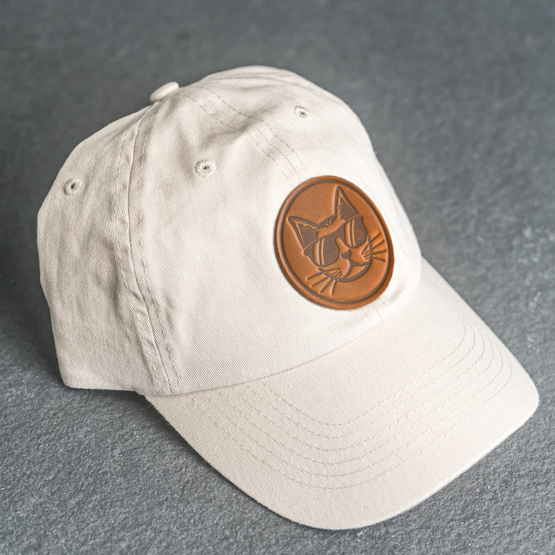 Leather Patch Unstructured Style Hat - Cool Cat Stamp