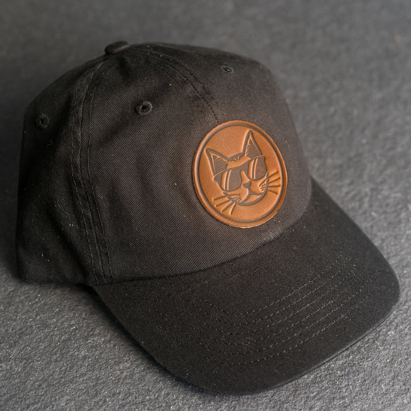 Leather Patch Unstructured Style Hat - Cool Cat Stamp