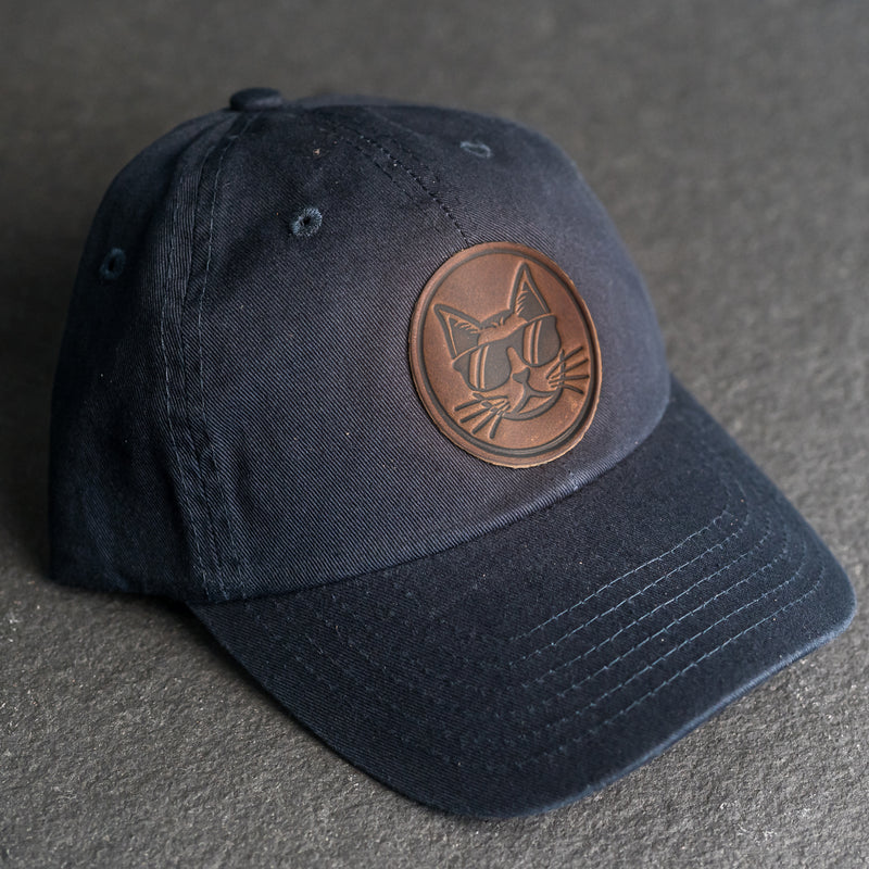 Leather Patch Unstructured Style Hat - Cool Cat Stamp