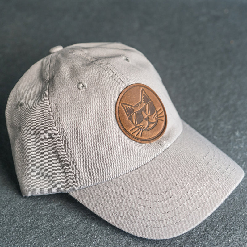 Leather Patch Unstructured Style Hat - Cool Cat Stamp