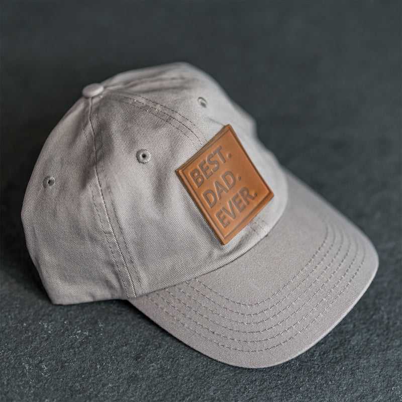 Leather Patch Unstructured Style Hat - Best Dad Ever Stamp