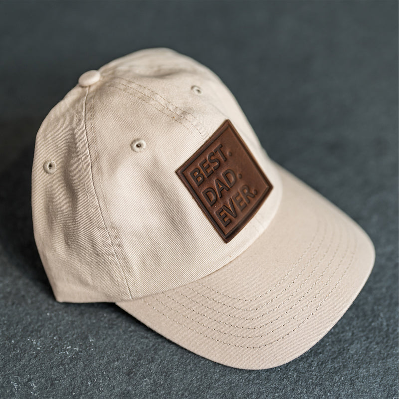 Leather Patch Unstructured Style Hat - Best Dad Ever Stamp