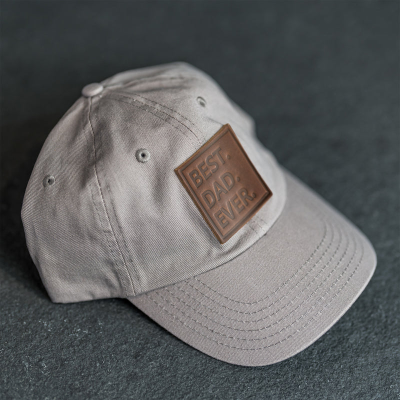 Leather Patch Unstructured Style Hat - Best Dad Ever Stamp