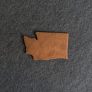 Personalized Washington Shape Leather Patches with Optional Hook and Loop Fastener