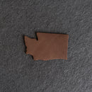 Personalized Washington Shape Leather Patches with Optional Hook and Loop Fastener