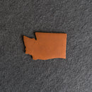 Personalized Washington Shape Leather Patches with Optional Hook and Loop Fastener