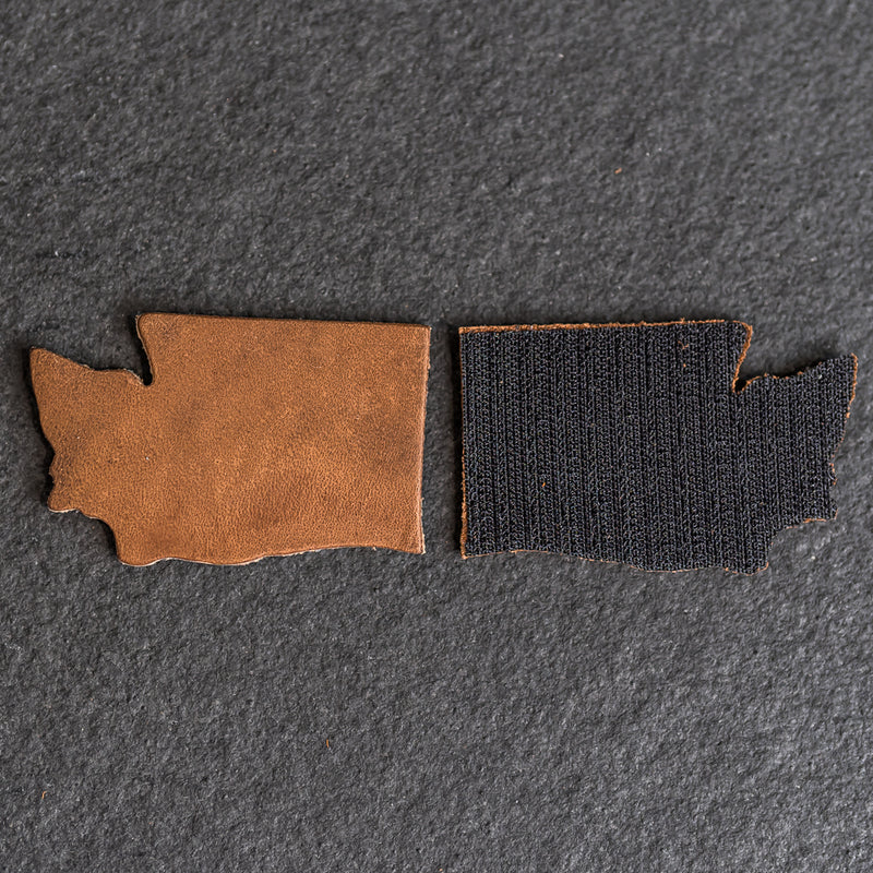 Washington Shape Leather Patches with optional Velcro added