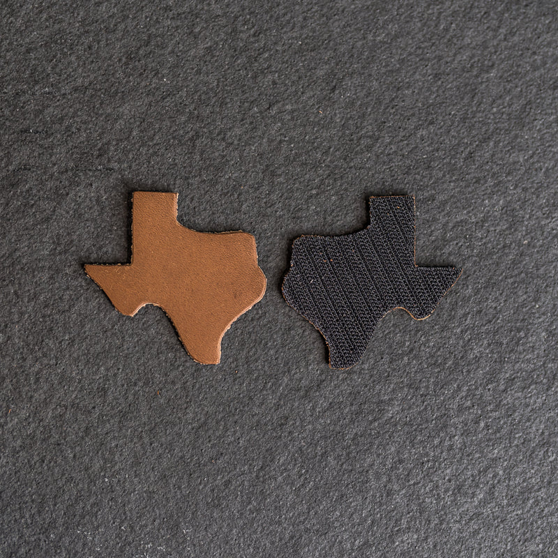 Texas Shape Leather Patches with optional Velcro added