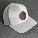 Leather Patch Performance Style Trucker Hat - Ox & Pine Stamp - Circle