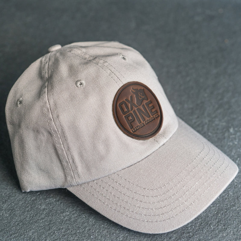 Leather Patch Unstructured Style Hat - Ox & Pine Stamp - Circle