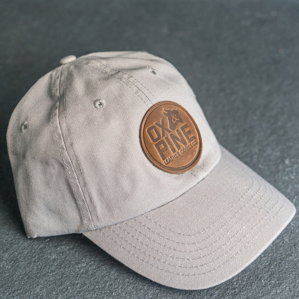 Leather Patch Unstructured Style Hat - Ox & Pine Stamp - Circle